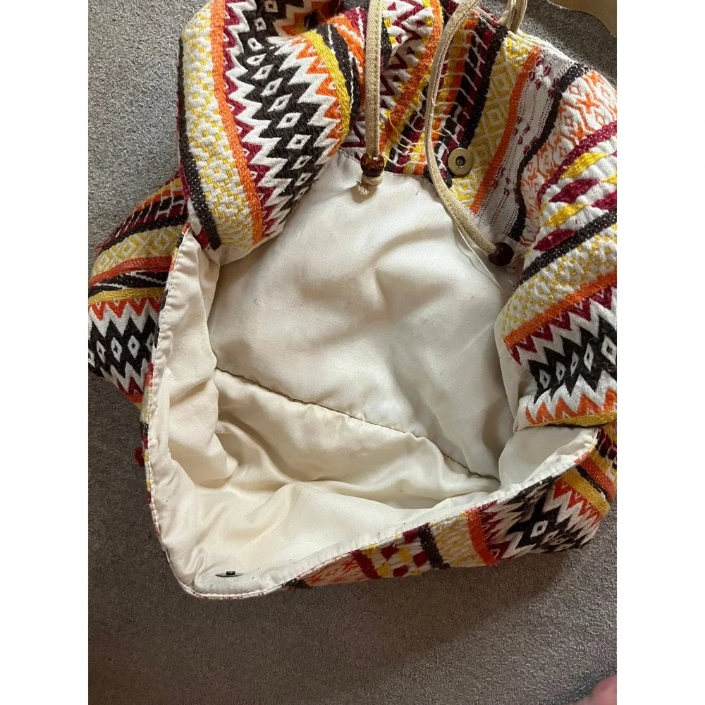 Woven Boho Hobo Bag Hippie Geometric Striped Shoulder Bag Aztec Tribal Print